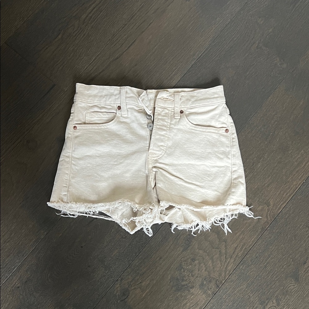 Old Navy Cream Jean Shorts with Frayed Hem